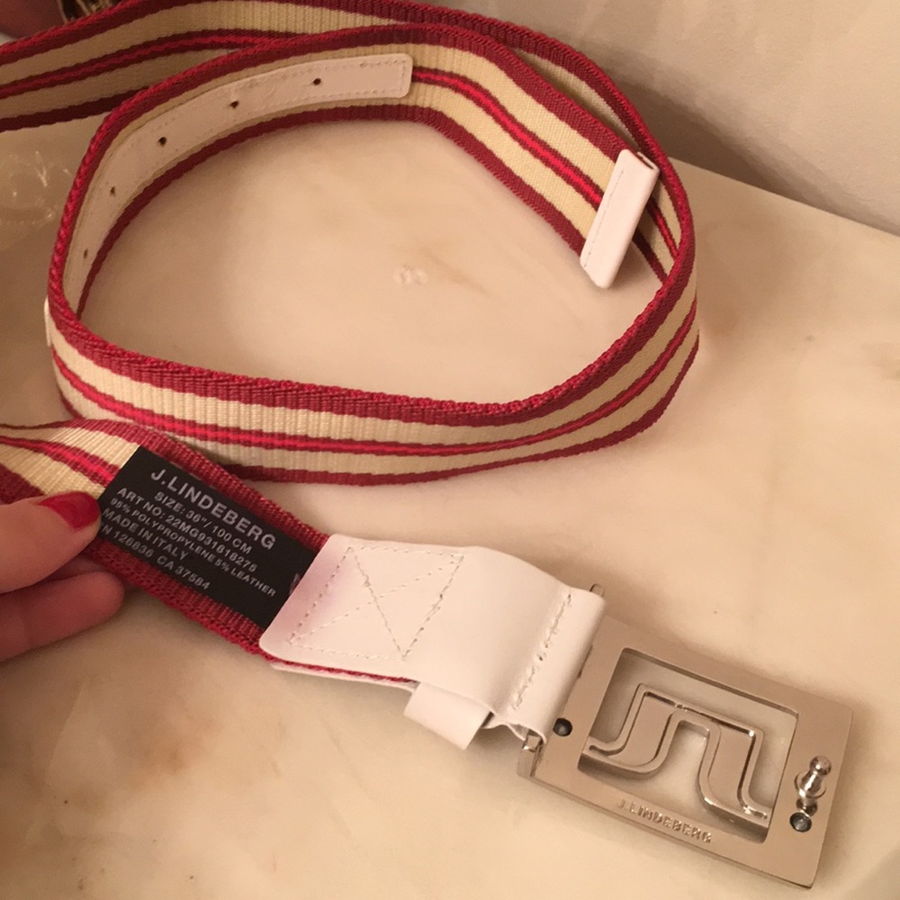 J.LINDEBERG Slater 40 Striped Webbing Dark Red - Picture 9 of 9